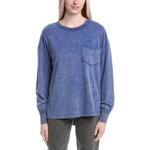 Labiz Womens High-Low Pocket Top, Blue